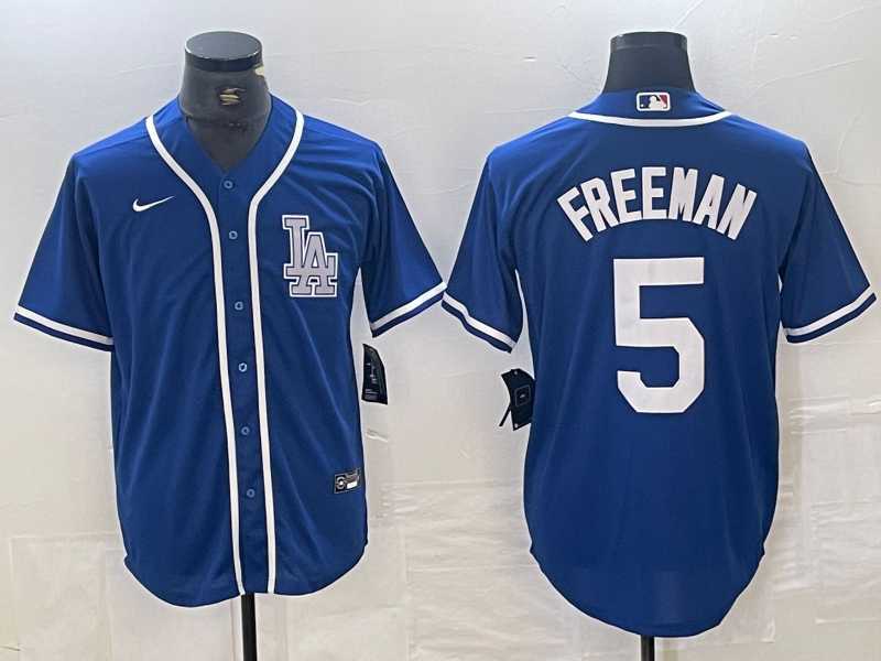 Men%27s Los Angeles Dodgers #5 Freddie Freeman Blue Cool Base Stitched Baseball Jersey->los angeles angels->MLB Jersey